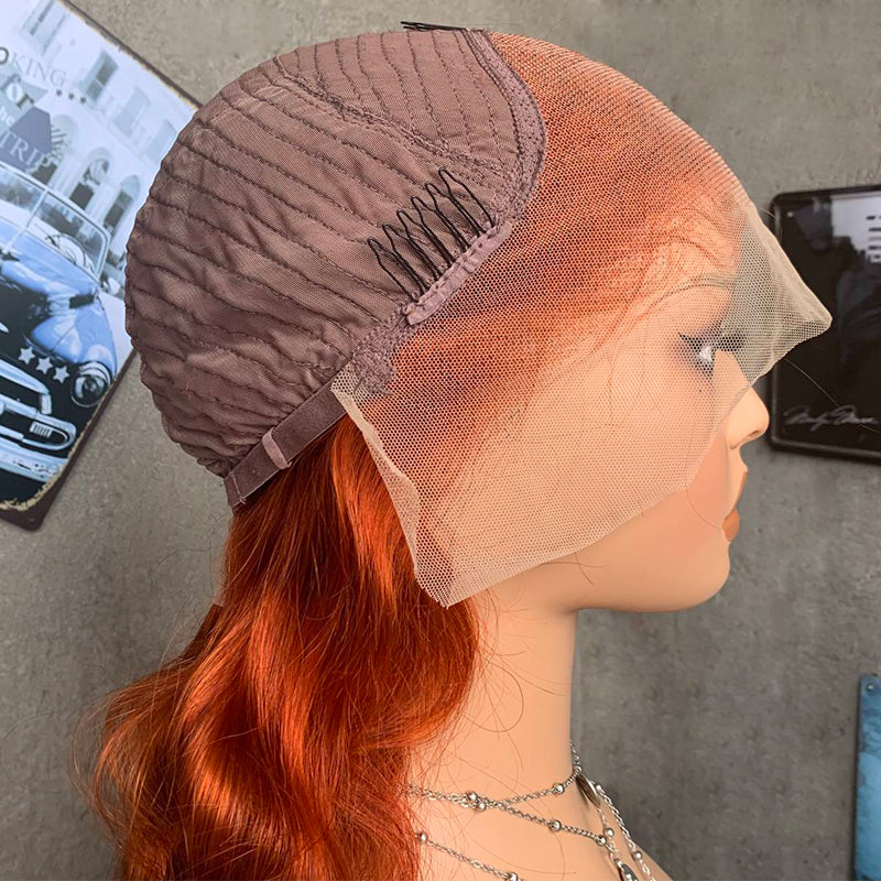 18" Red Body Wave Lace Front Human Hair Wigs
