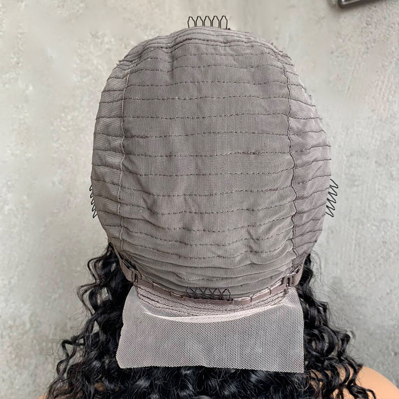 12" Natural Black Lace Front Human Hair Wigs with Fish bone braid