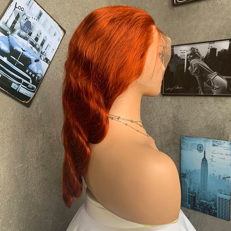 18" Red Body Wave Lace Front Human Hair Wigs
