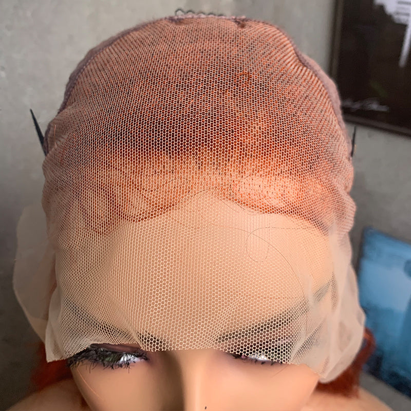 18" Red Body Wave Lace Front Human Hair Wigs