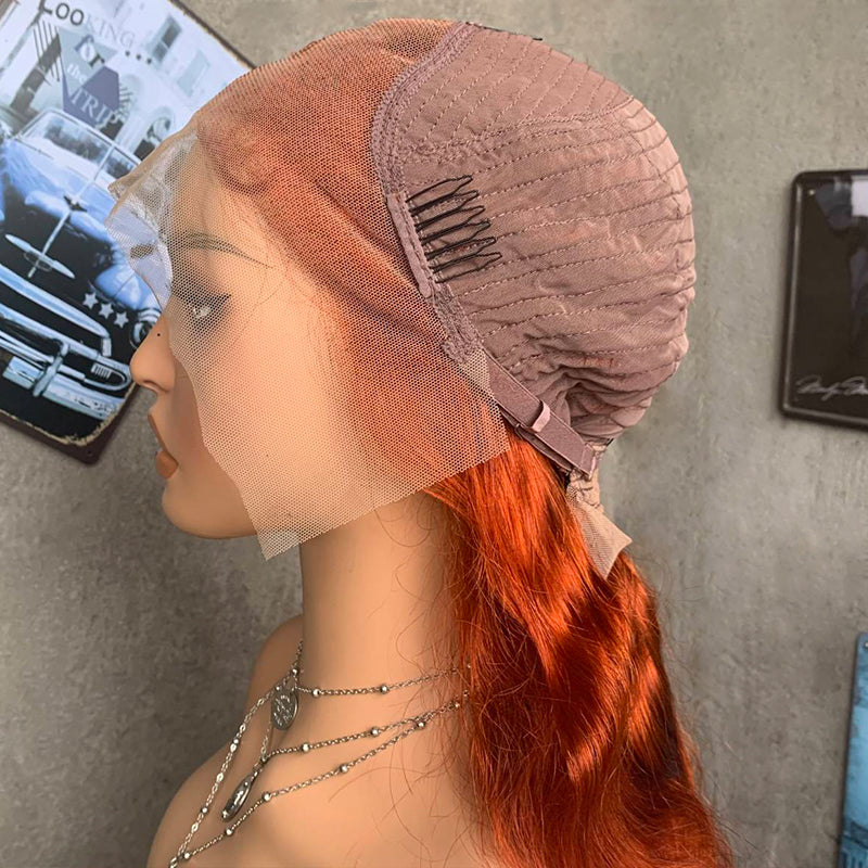 18" Red Body Wave Lace Front Human Hair Wigs