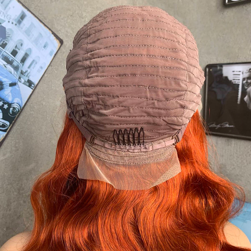 18" Red Body Wave Lace Front Human Hair Wigs