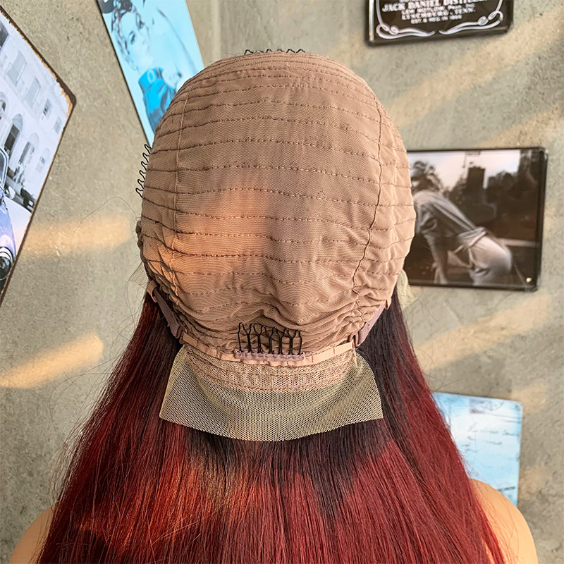 26" 1B&99J Long Straight Lace Front Human Hair Wigs