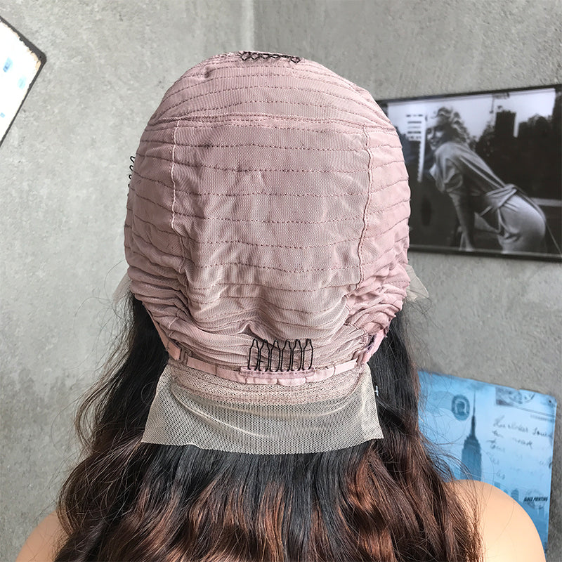 28" Dark Brown Curly Lace Front Human Hair Wigs