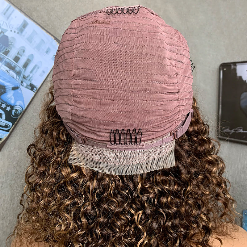 14" Bobs JC Lace Front Human Hair Wigs with Kinky Curly