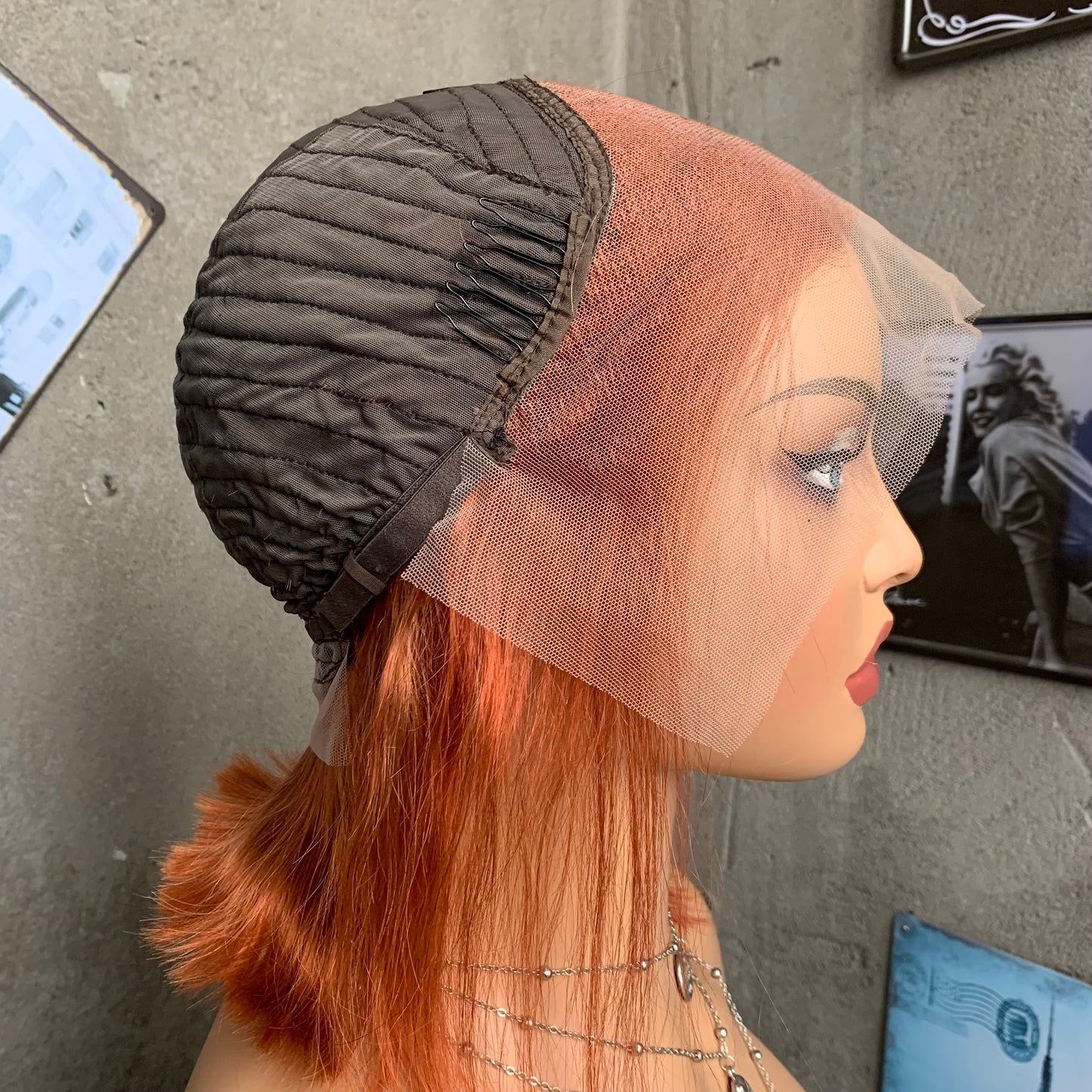 14" Red Straight Bobs Lace Front Human Hair Wigs