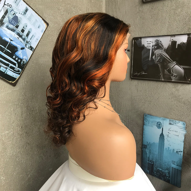 16" T30 Long Wave Lace Front Human Hair Wigs