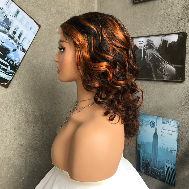 16" T30 Long Wave Lace Front Human Hair Wigs