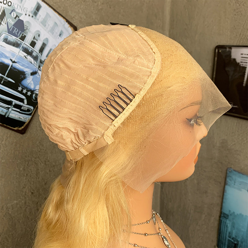 22" Golden Body Wave Lace Front Human Hair Wigs