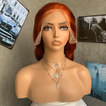 18" Red Body Wave Lace Front Human Hair Wigs