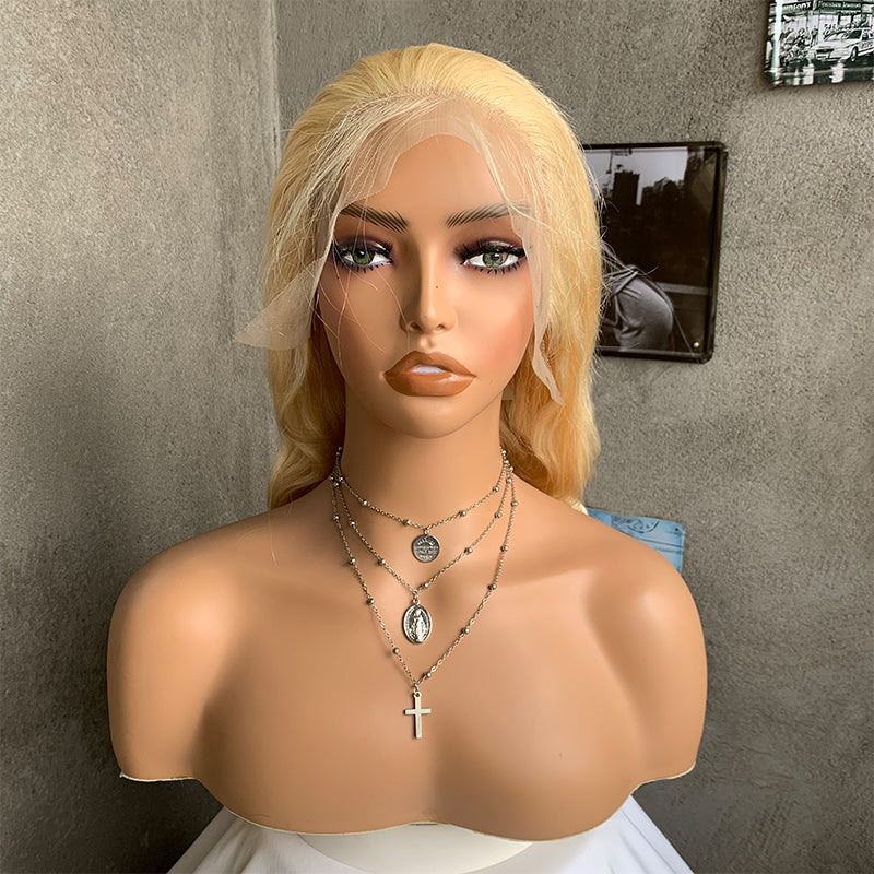 22" Golden Body Wave Lace Front Human Hair Wigs