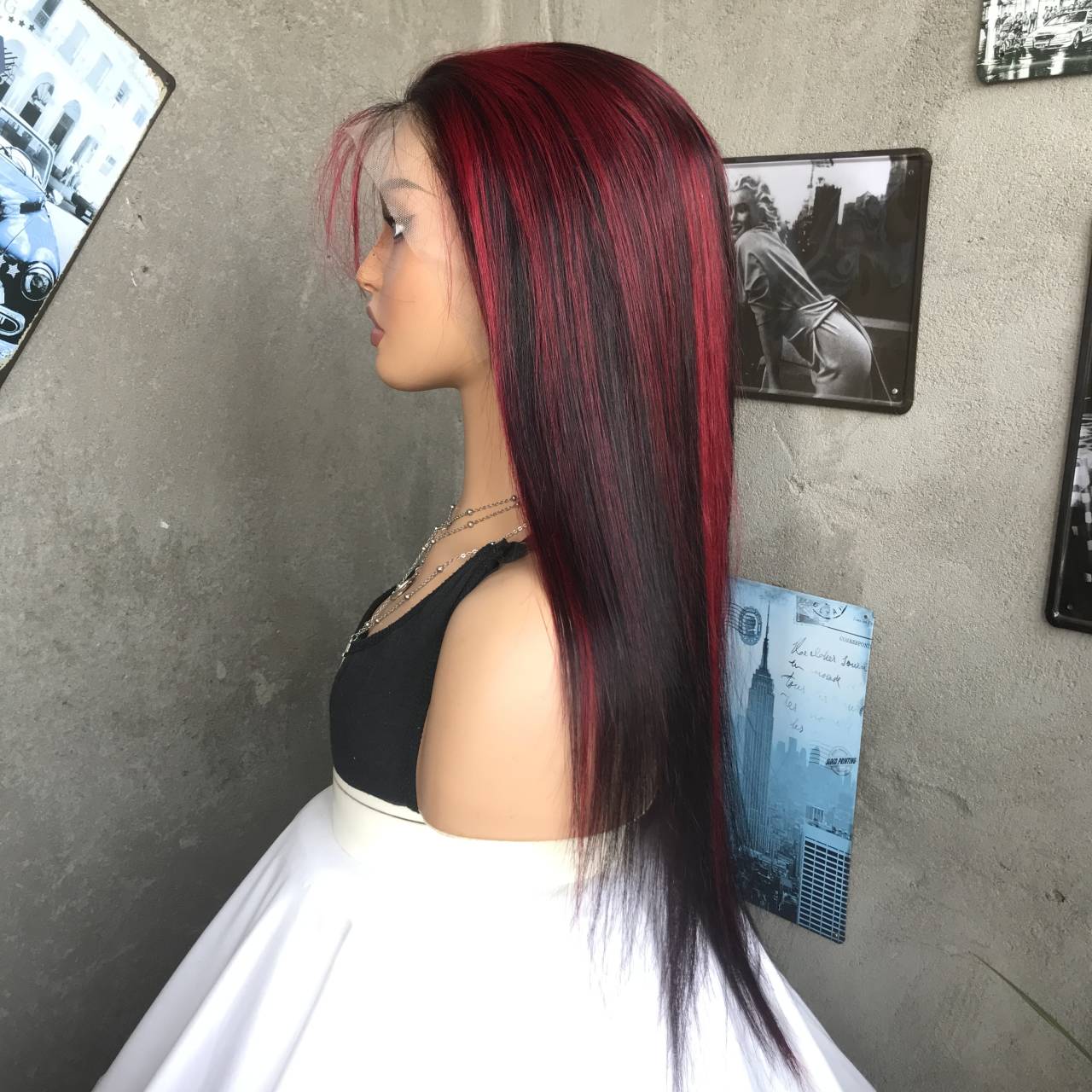 20" 1B Straight Lace Front Human Hair Wigs