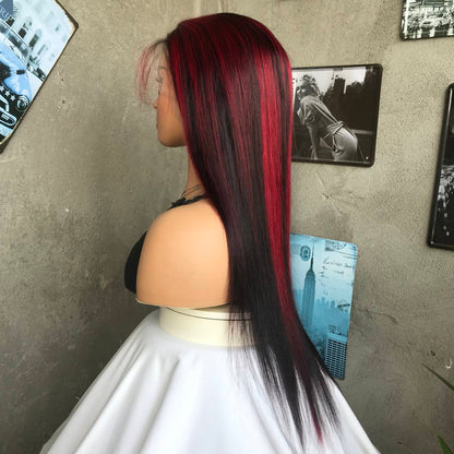 20" 1B Straight Lace Front Human Hair Wigs