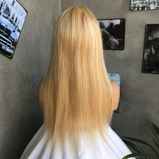 20" Blonde Long Straight Lace Front Human Hair Wigs