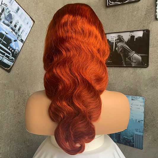 18" Red Body Wave Lace Front Human Hair Wigs