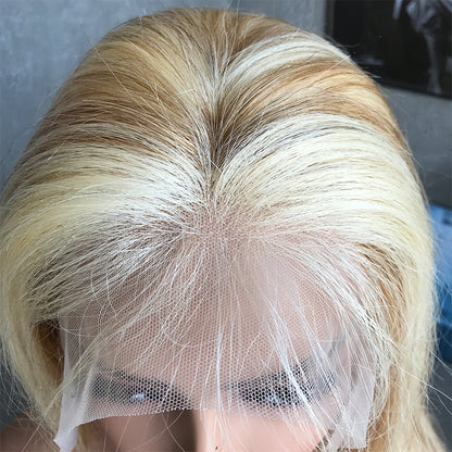 20" Blonde Long Straight Lace Front Human Hair Wigs