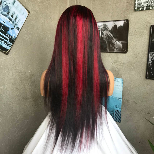 20" 1B Straight Lace Front Human Hair Wigs