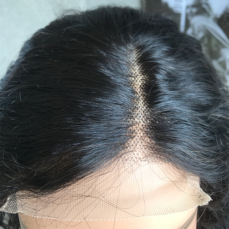 14" Natural Black  Deep Wave Lace Front Human Hair Wigs
