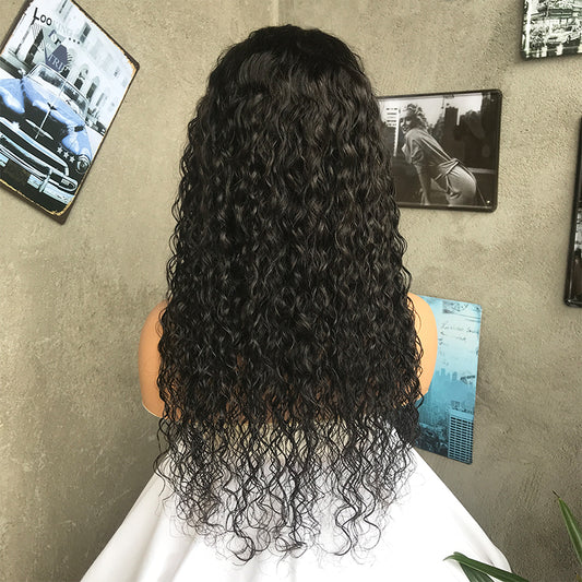 22" Natural Black Water Wave Lace Front Human Hair Wigs