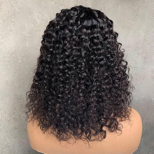 12" Natural Black Lace Front Human Hair Wigs with Fish bone braid