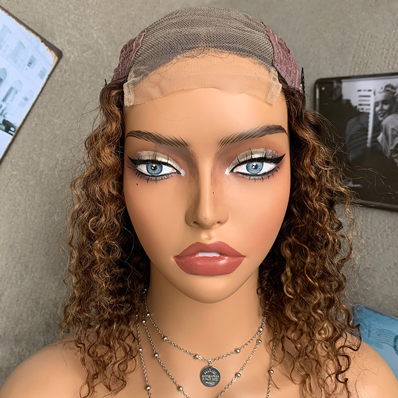 14" Bobs JC Lace Front Human Hair Wigs with Kinky Curly