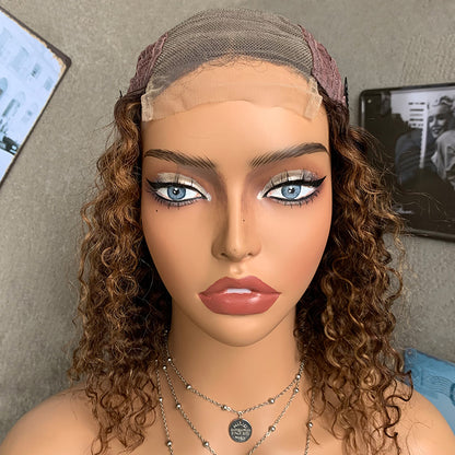 14" Bobs JC Lace Front Human Hair Wigs with Kinky Curly