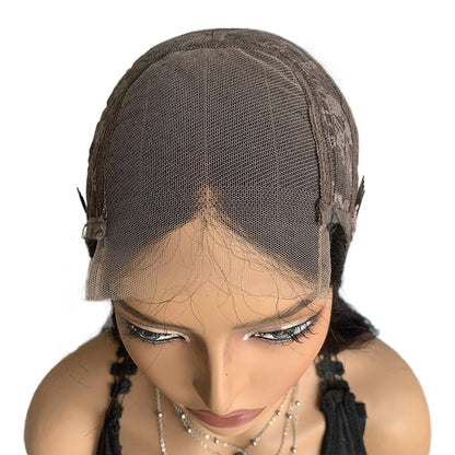 18" Natural Black Straight Lace Front Human Mixed Synthetic Hair Wigs