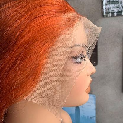 18" Red Body Wave Lace Front Human Hair Wigs