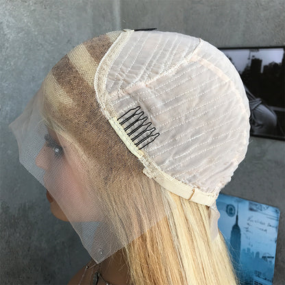 20" Blonde Long Straight Lace Front Human Hair Wigs