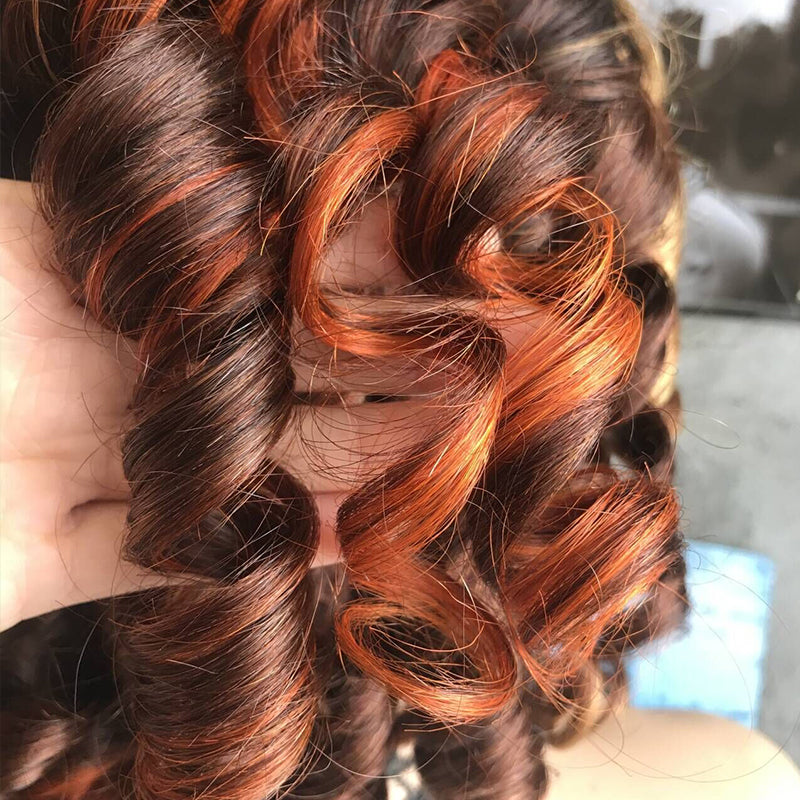 16" Brown Curled Lace Front Human Hair Wigs