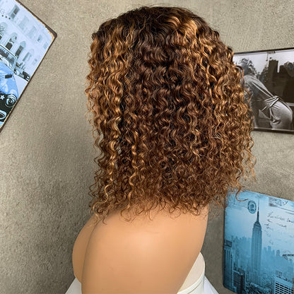 14" Bobs JC Lace Front Human Hair Wigs with Kinky Curly