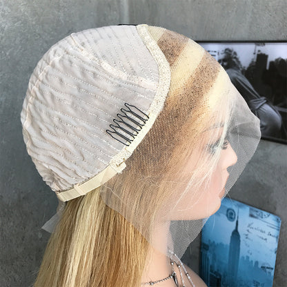 20" Blonde Long Straight Lace Front Human Hair Wigs
