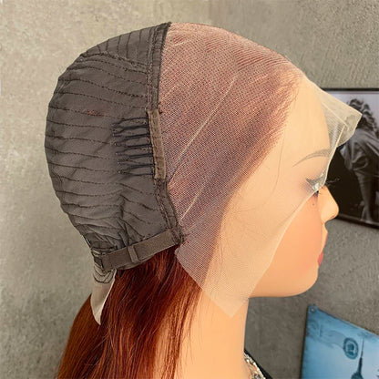 20" Reddish Brown Straight Lace Front Human Hair Wigs