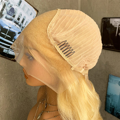 22" Golden Body Wave Lace Front Human Hair Wigs