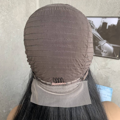 18" Natural Black Straight Lace Front Human Mixed Synthetic Hair Wigs