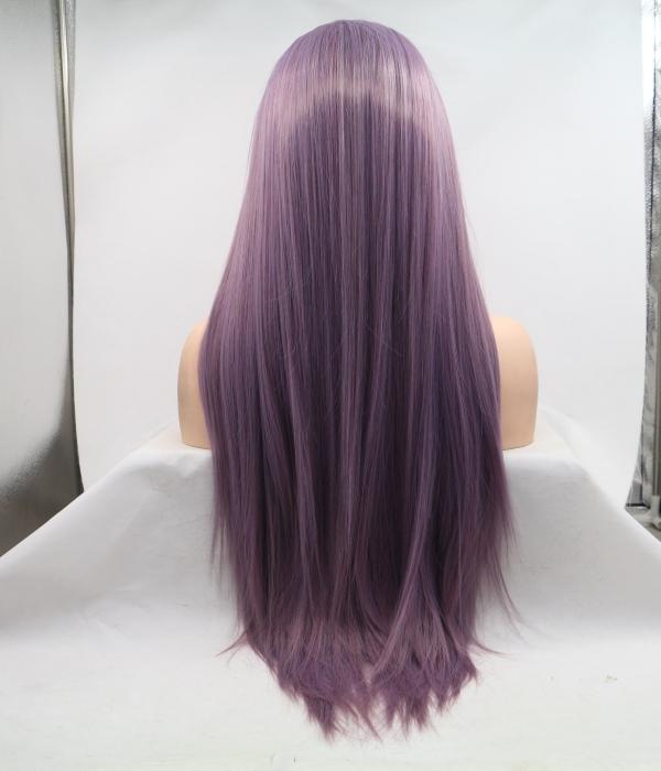 26" Purple Straight Lace Front Human Hair Wigs