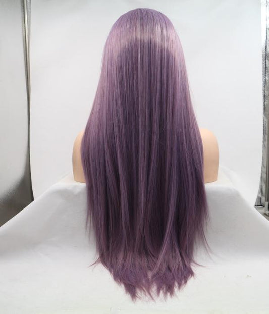 26" Purple Straight Lace Front Human Hair Wigs