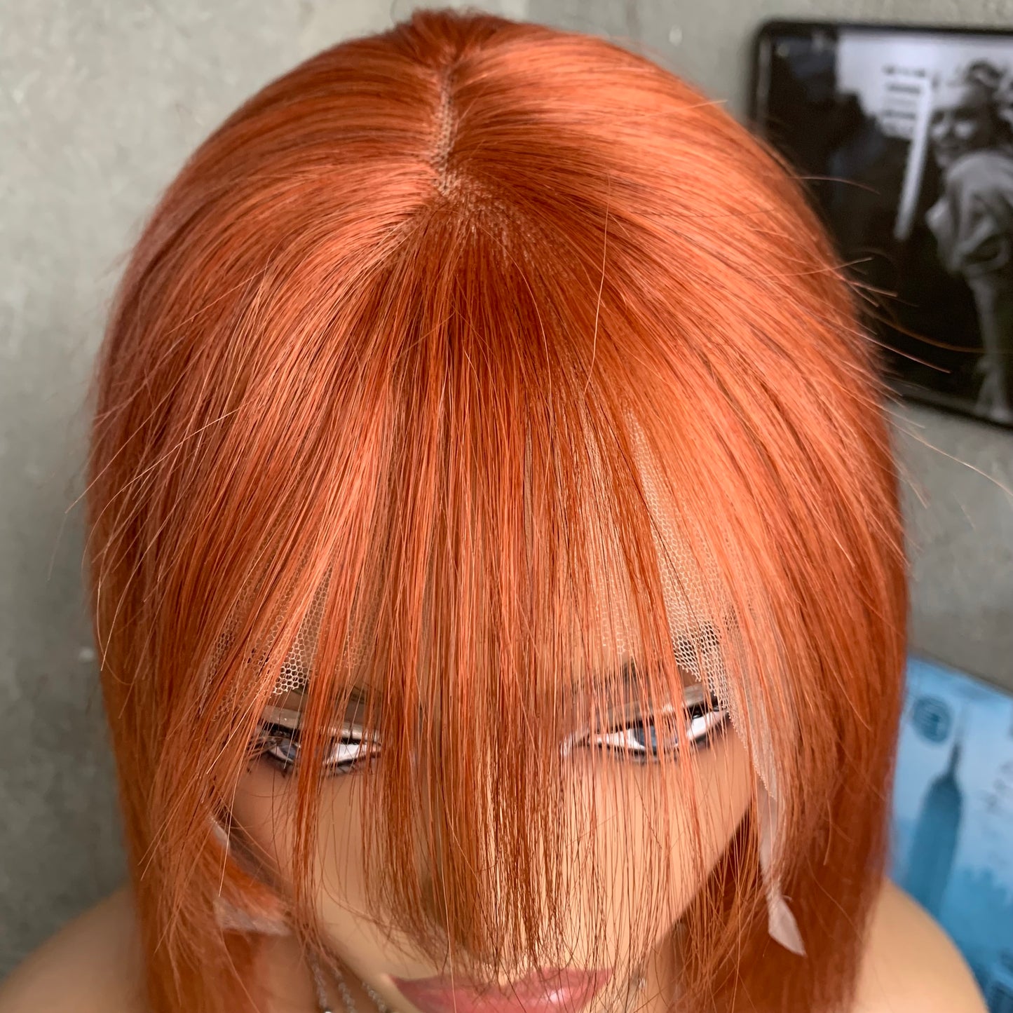 14" Red Straight Bobs Lace Front Human Hair Wigs
